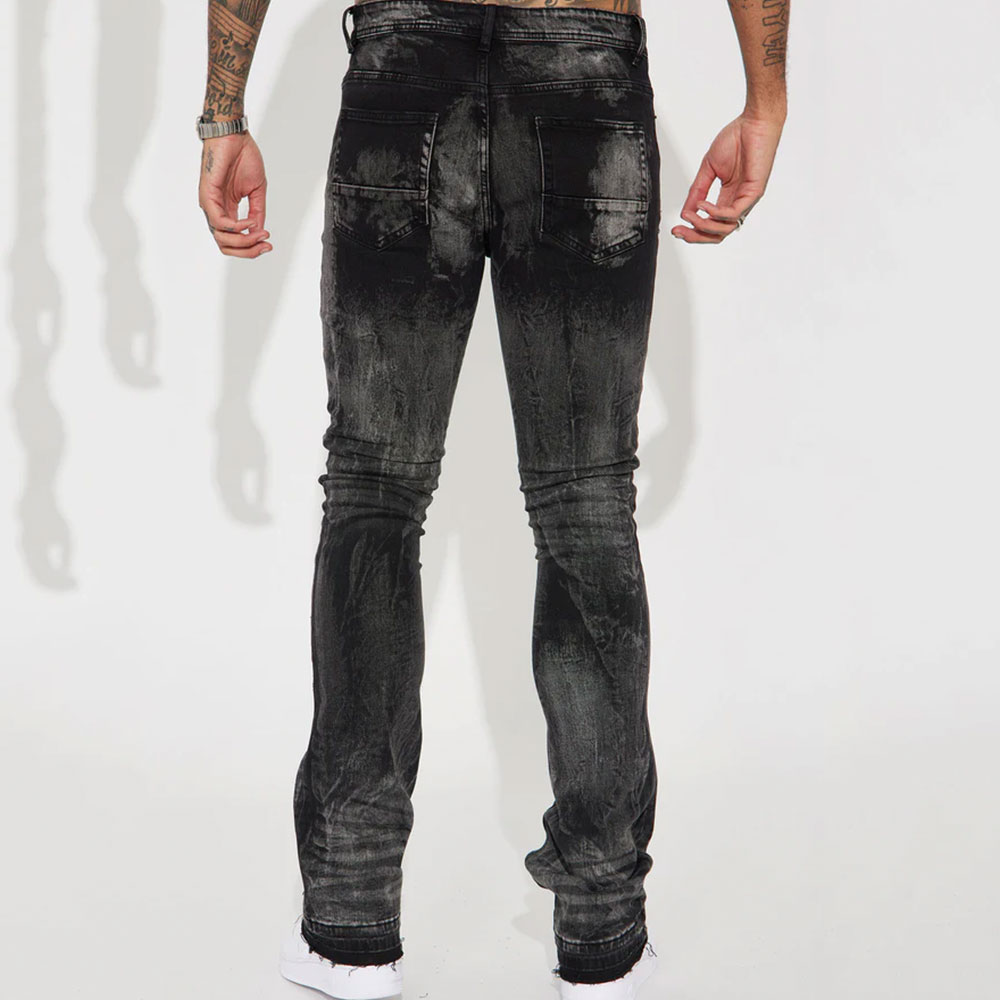 No Cap Stacked Skinny Flare Jeans - Black Wash - Image 2