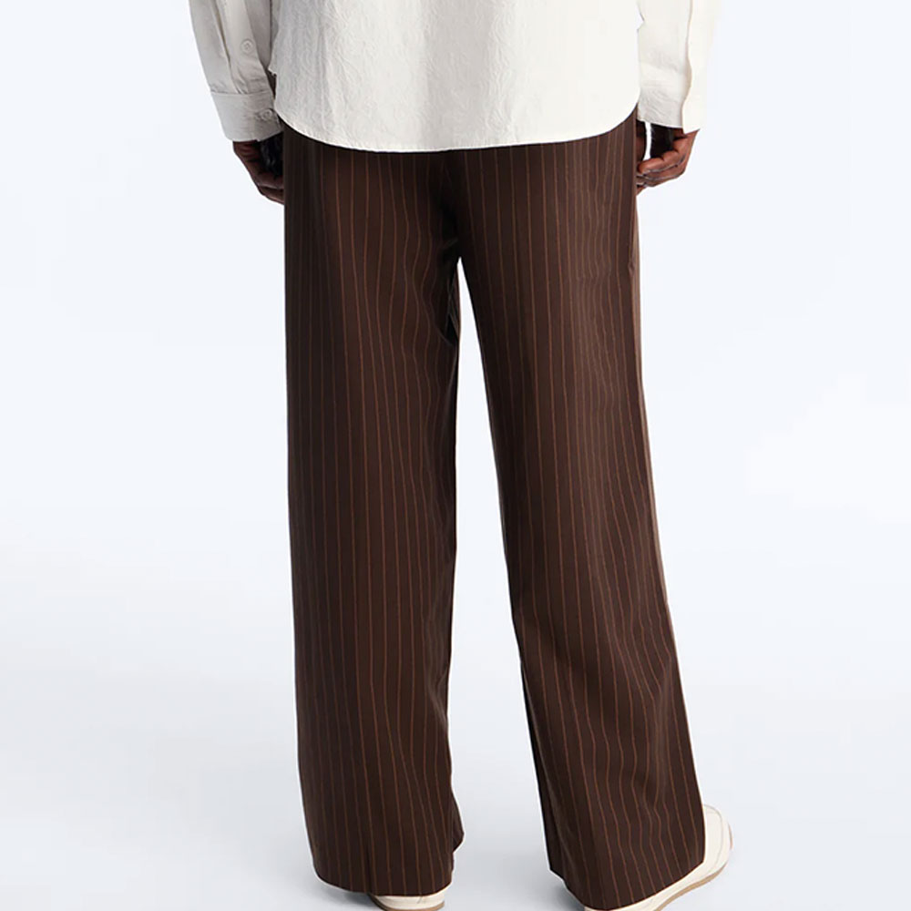 Wide Leg Straight Striped Trouser - Brown - Image 2